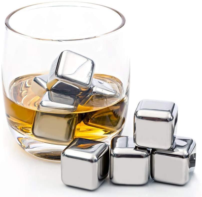 Stainless Steel Whisky Stones With Ice Tongs & Freezing Tray