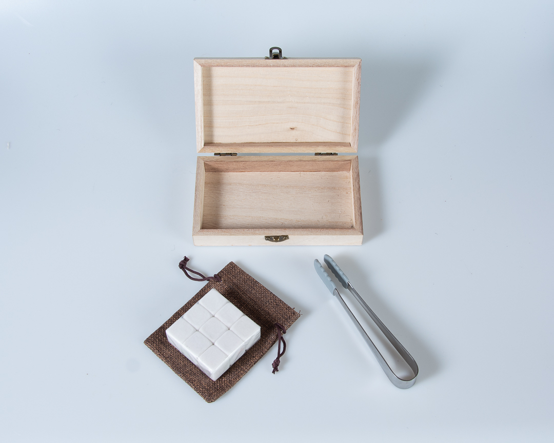 Natural White Soapstone Gift Set in Wood Storage Chest